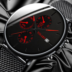 Stainless Steel Mesh Quartz Sports Business Watch for Men