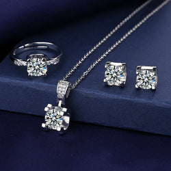 925 Sterling Silver Ox Head Moissanite Jewelry Set for Women