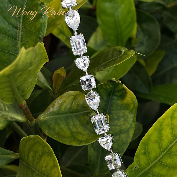 Wong Rain 925 Sterling Silver Created Moissanite Gemstone Bracelet