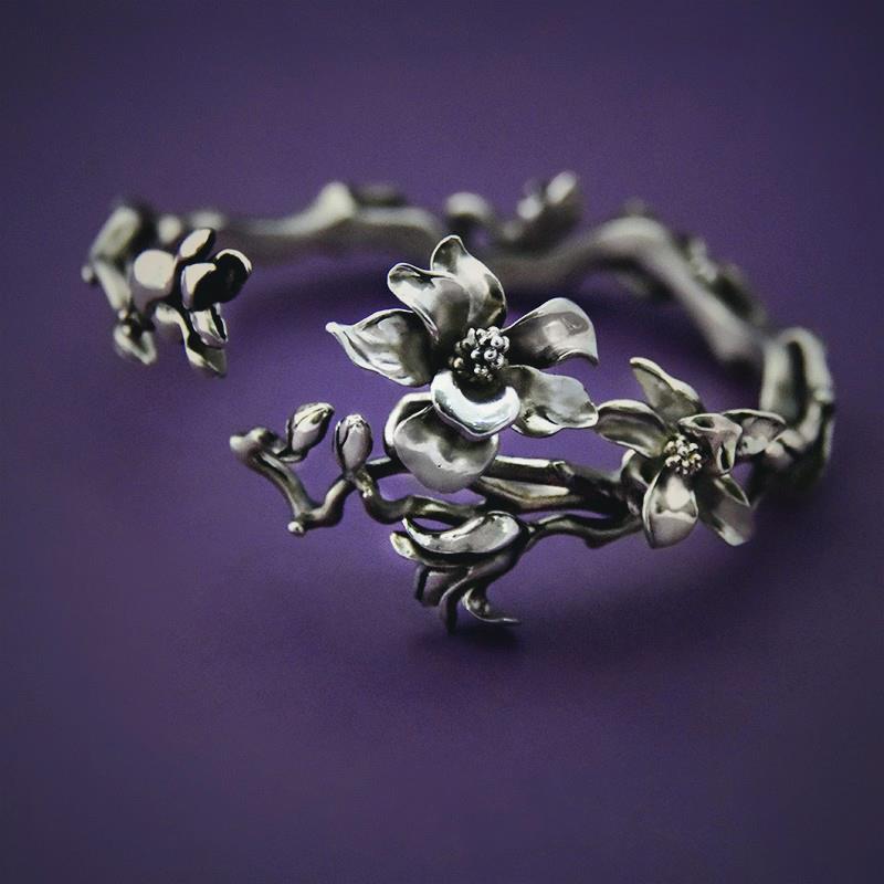 Silver Magnolia Handmade Ladies Bracelet