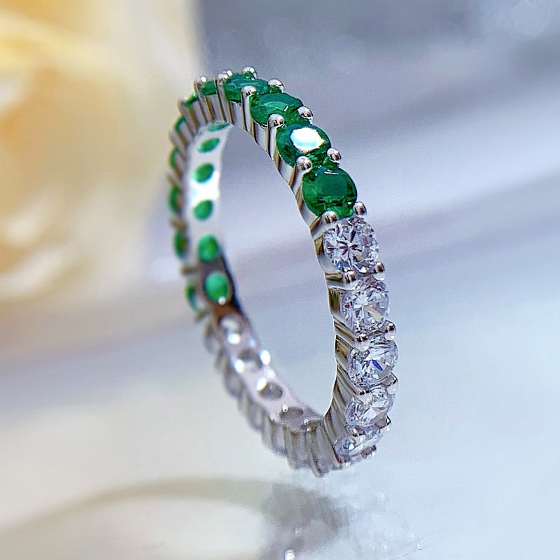 925 Sterling Silver Emerald & Diamond Ring for Women