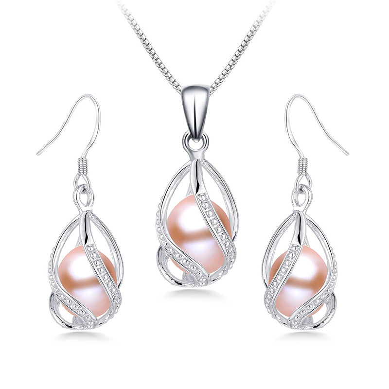 925 Sterling Silver Natural Freshwater Pearl Jewelry Sets for Women