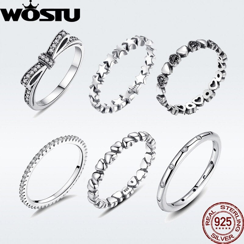 WOSTU 925 Sterling Silver European Fashion Brand Ring
