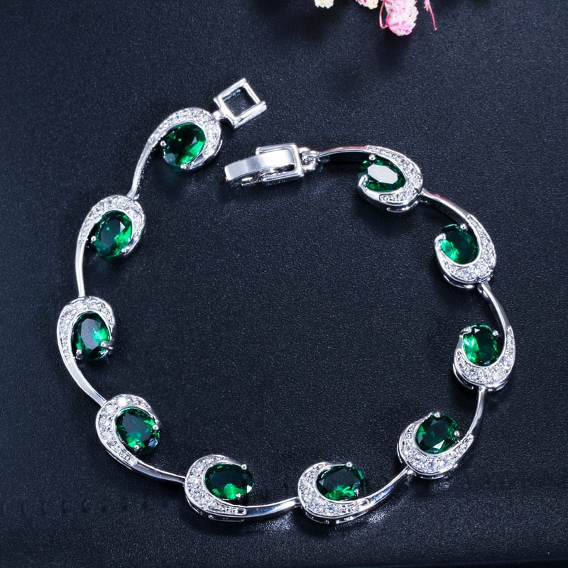 Sterling Silver Emerald Sapphire Ruby Gemstones Bracelet for Women