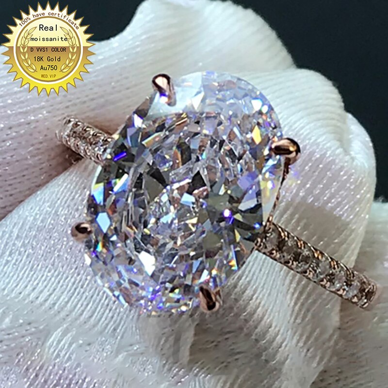 Rose Gold 4CT Oval Moissanite Engagement Ring for Women