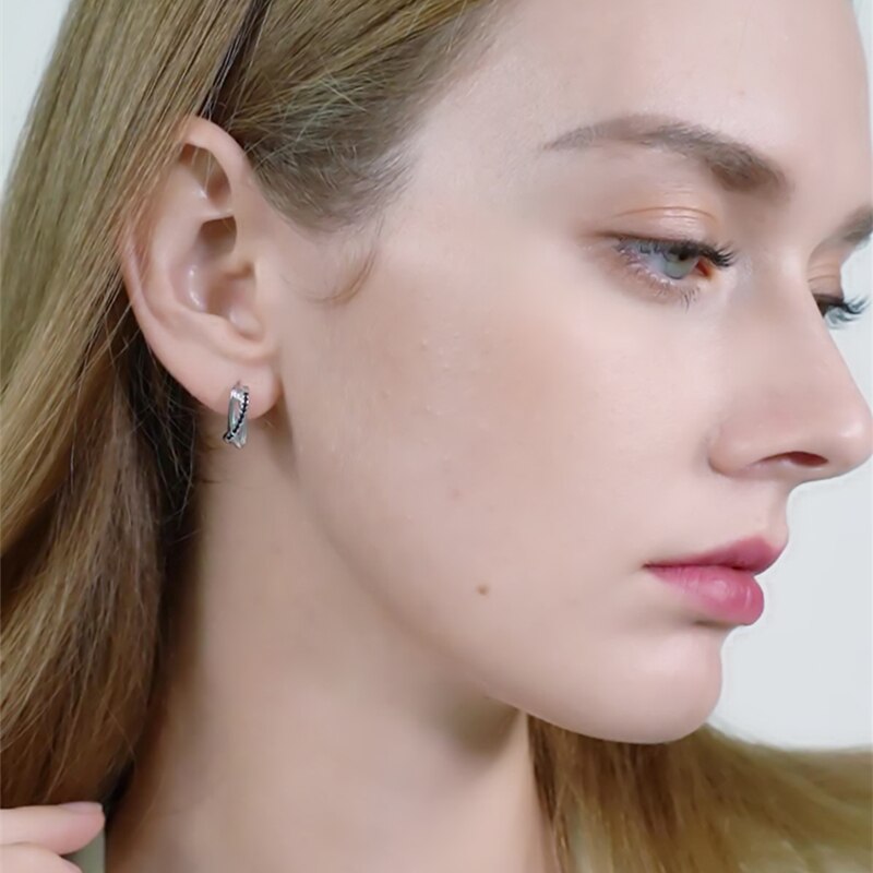 Genuine 925 Sterling Silver Black Spinel Stones Cute Stud Earrings