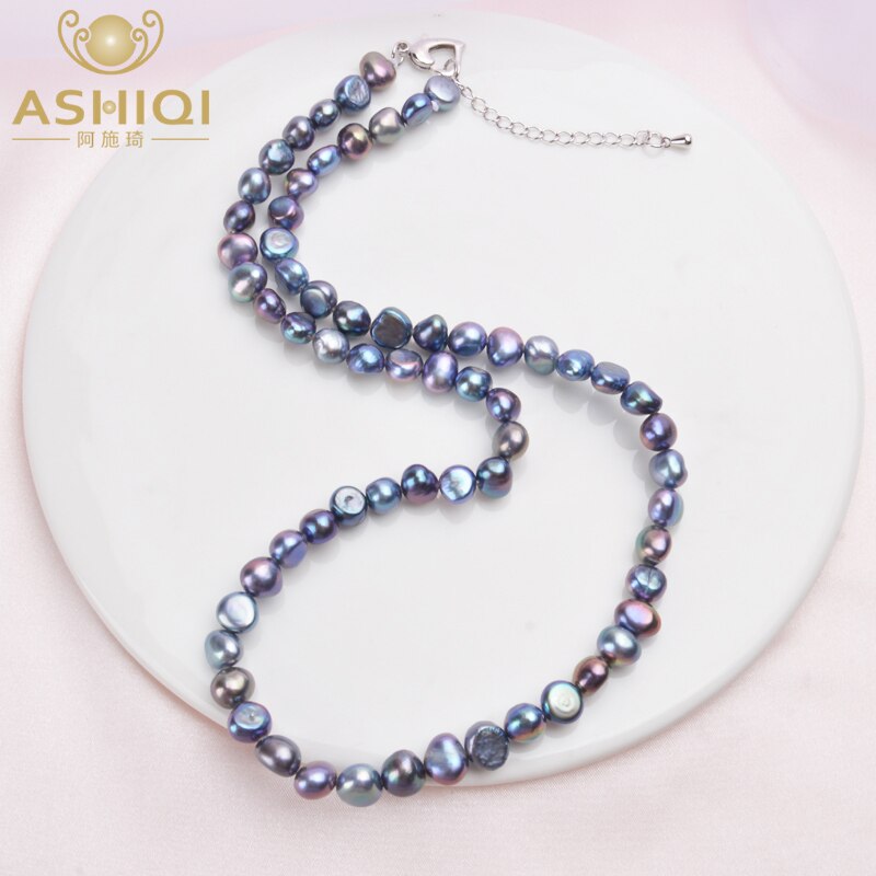 ASHIQI Natural Freshwater 7-8mm Pearl Necklace in Baroque Style