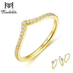 Kuololit 10K Solid Gold Natural Moissanite Gemstone Ring