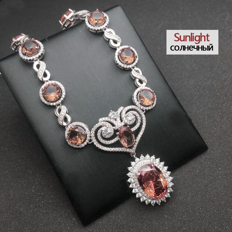 CSJ 925 Sterling Silver Luxury Elegant Zultanite Pendant Color Change Necklace