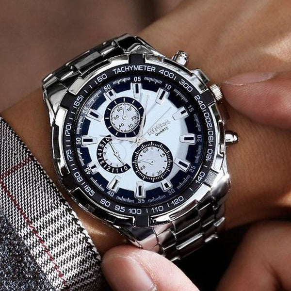 Stainless Steel Decorative Dial Quartz Watch for Men