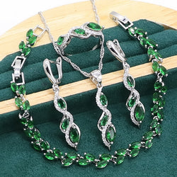 925 Sterling Silver Green Emerald Jewelry Set for Women