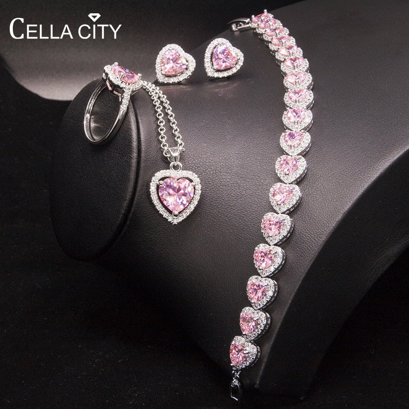 925 Silver Heart Shaped Jewelry Set for Women