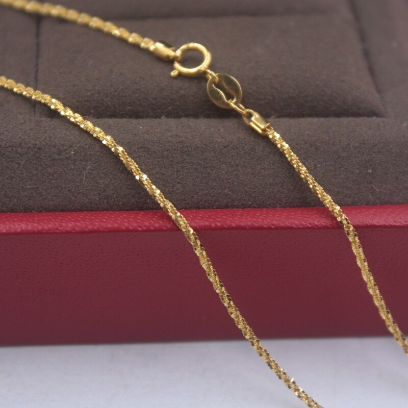 Pure 18k Yellow Gold 1mmW Full Star Link Chain Necklace 18 inches 2.15g
