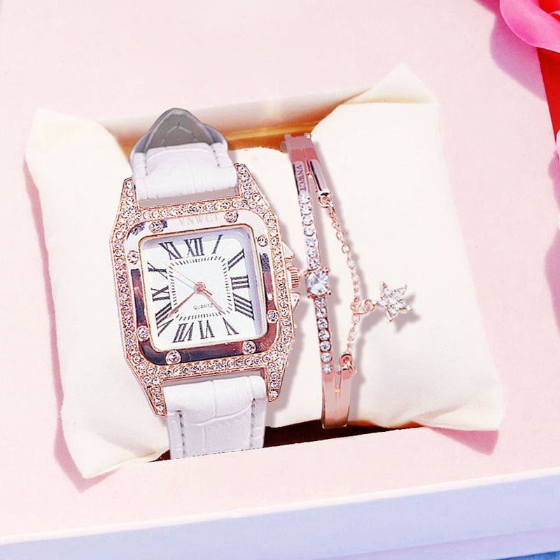 Women Watches Bracelet set Starry Sky Ladies Bracelet Watch Casual Leather Quartz Wristwatch Clock Relogio Feminino