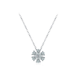 Sterling Silver Zirconia Sparkling Flower Pendant Necklace for Women