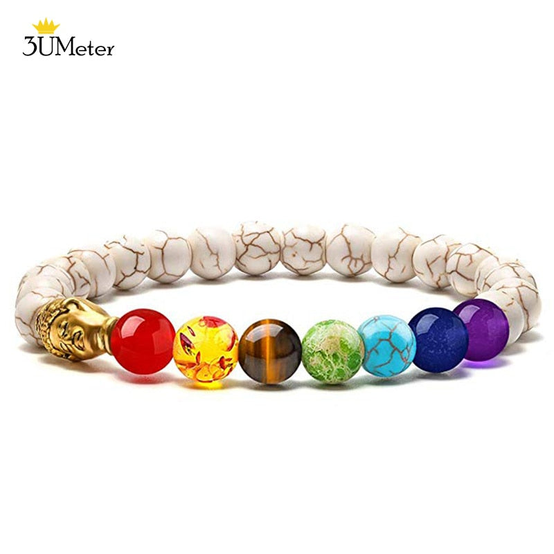 Natural Stone 7 Chakra Tiger Eye Beads Bracelet for Men Women