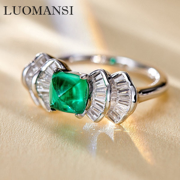 Silver 1.40CT Emerald Ring for Women