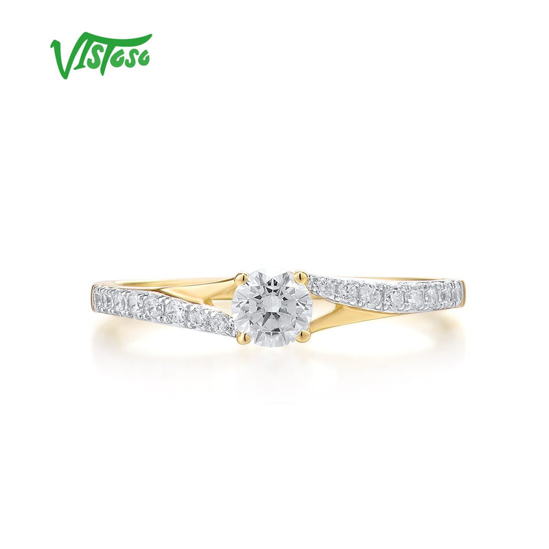 9K Yellow Gold Sparkling White CZ Promise Ring for Women