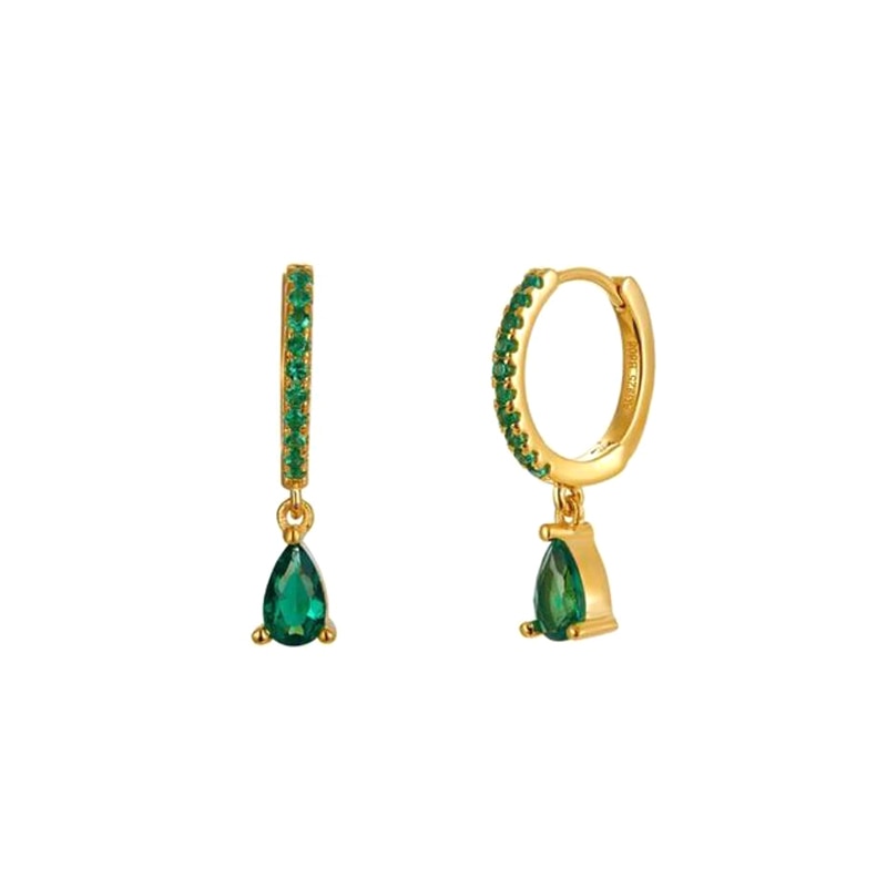 Trendy 925 Sterling Silver Water Drop Rainbow Crystal Hoop Earrings