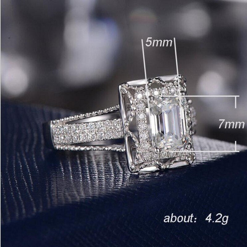 925 Sterling Silver Princess Cut Cubic Zirconia Promise Ring for Women