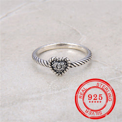 New Fashion 925 Sterling Silver Zircon Inlaid Heart-Shaped Ring