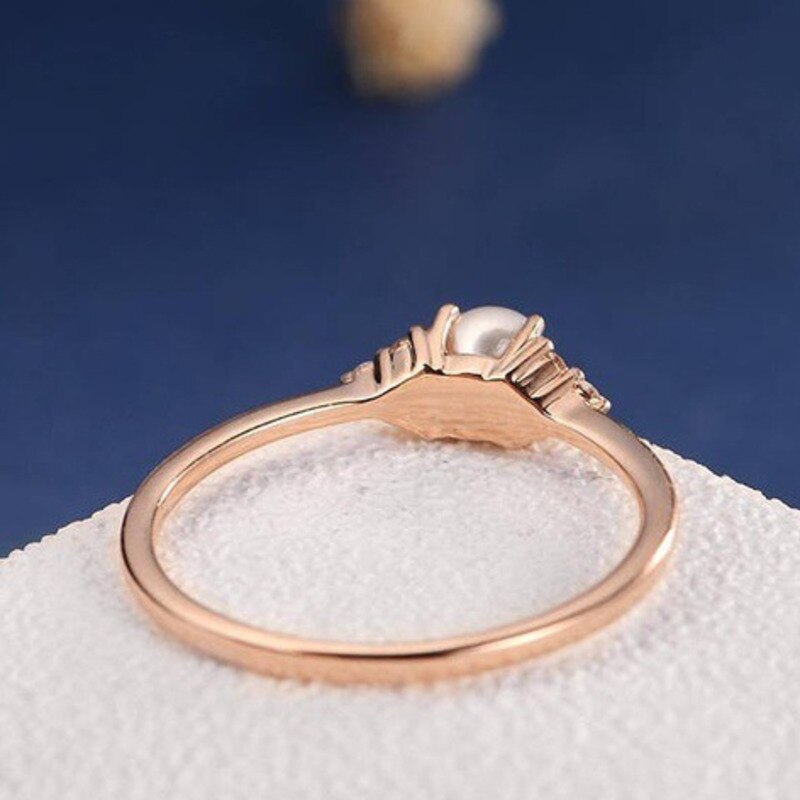 Anillos Yuzuk Real 925 Sterling Silver/Rose Gold Minimalist Pearl Ring