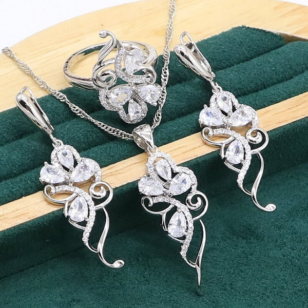 925 Sterling Silver White Topaz Jewelry Set for Women