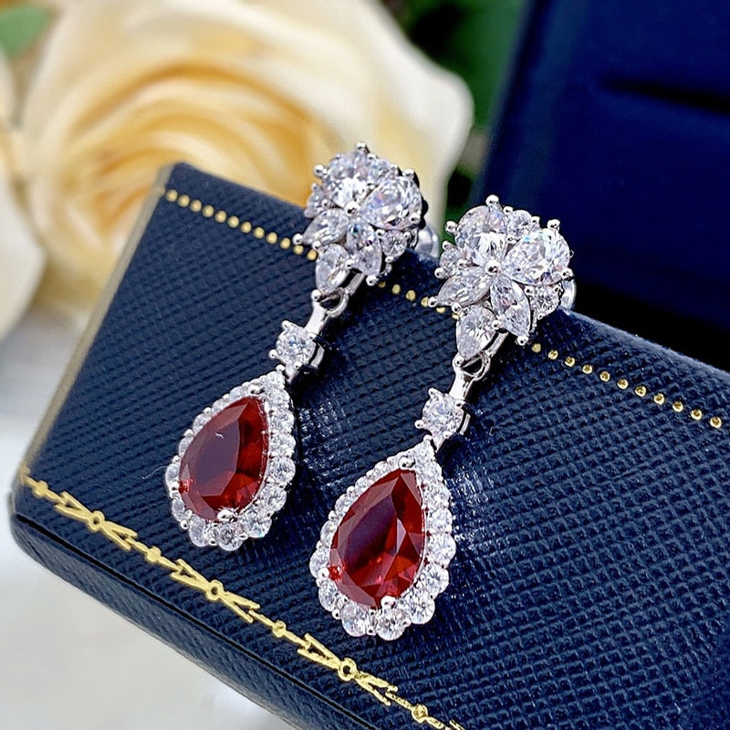 Sterling Silver 925 Ruby 0.70ctw Earrings for Women