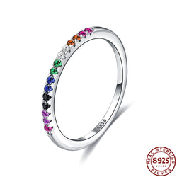 LEKANI Rainbow Zircon Ring 925 Sterling Silver