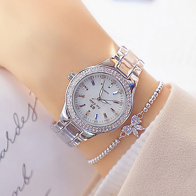 2020 Ladies Wrist Watches Dress Gold Watch Women Crystal Diamond Watches Stainless Steel Silver Clock Women Montre Femme 2019