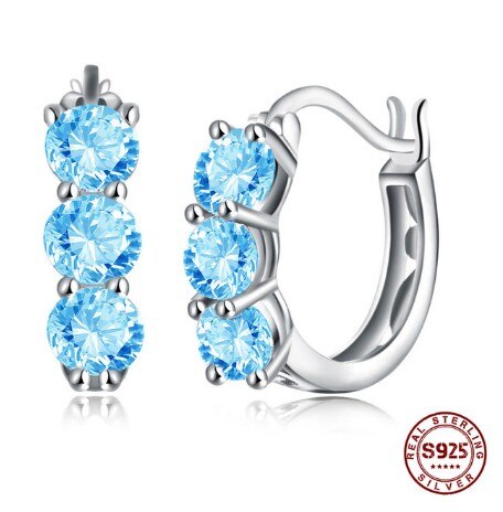 LEKANI 925 Sterling Silver Shiny Clear Cubic Zirconia Earring For Women Luxury 4 Color Hoop Earrings Wedding Fine Jewelry Best