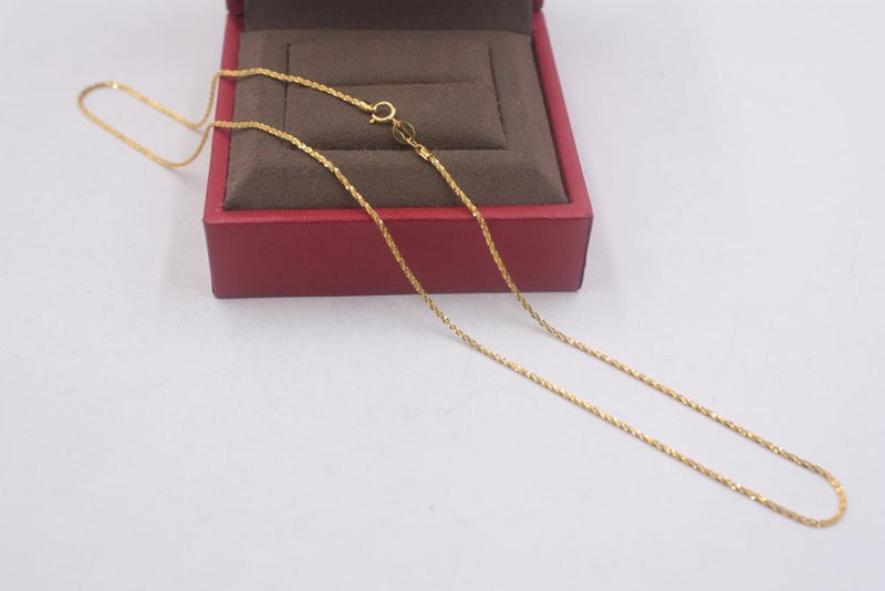 Pure 18k Yellow Gold 1mmW Full Star Link Chain Necklace 18 inches 2.15g