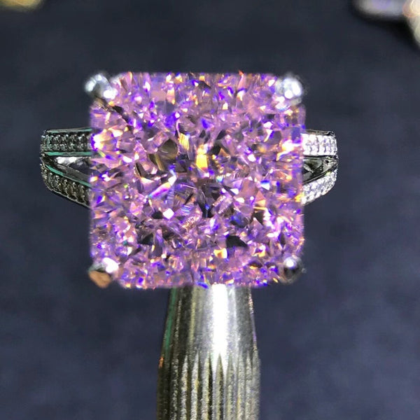 Wong Rain 925 Sterling Silver 6 CT Crushed Ice Cut Simulated Moissanite Gemstone Diamonds Wedding Engagement Ring Fine Jewelry