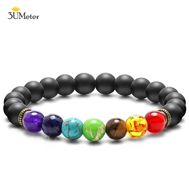 Natural Stone 7 Chakra Tiger Eye Beads Bracelet for Men Women