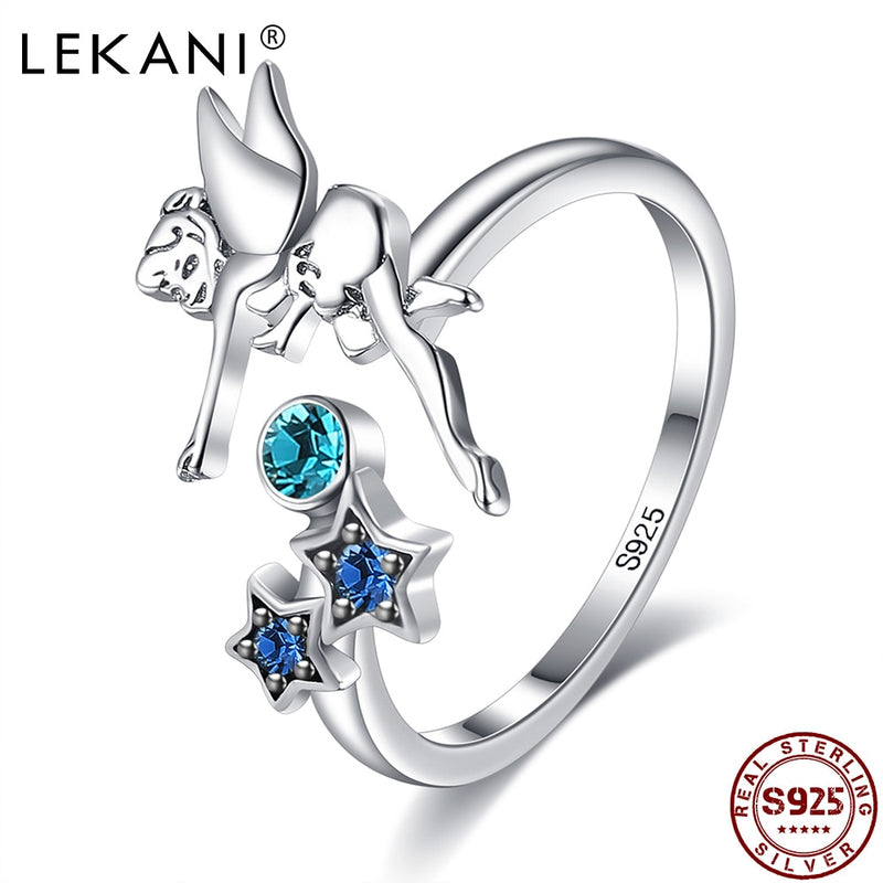 LEKANI S925 Sterling Silver Ring For Women Inlay Cubic Zirconia Flying Angel Young Girl Ring Everyday Wear Fine Jewelry New