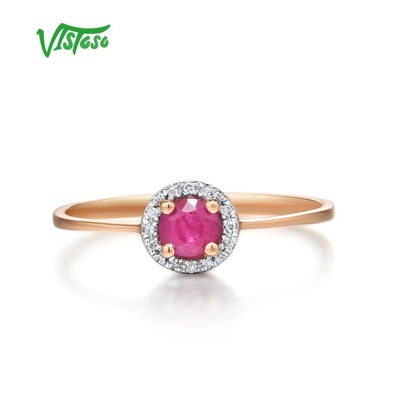 14K Gold Sparkling Diamond Ruby/Emerald Ring for Women