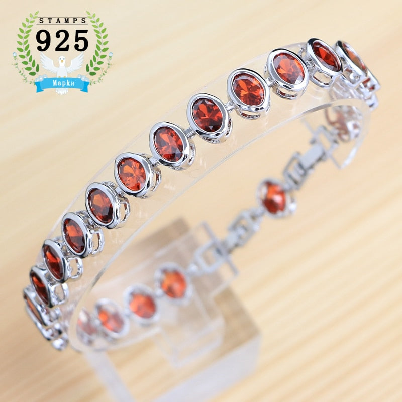 925 Sterling Silver Sapphire Bracelet, Adjustable 19cm+2cm, for Woman