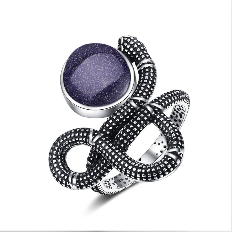 Sterling Silver Charoite Snake Ring for Women