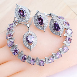 925 Sterling Silver Purple Zircon Jewelry Set for Women