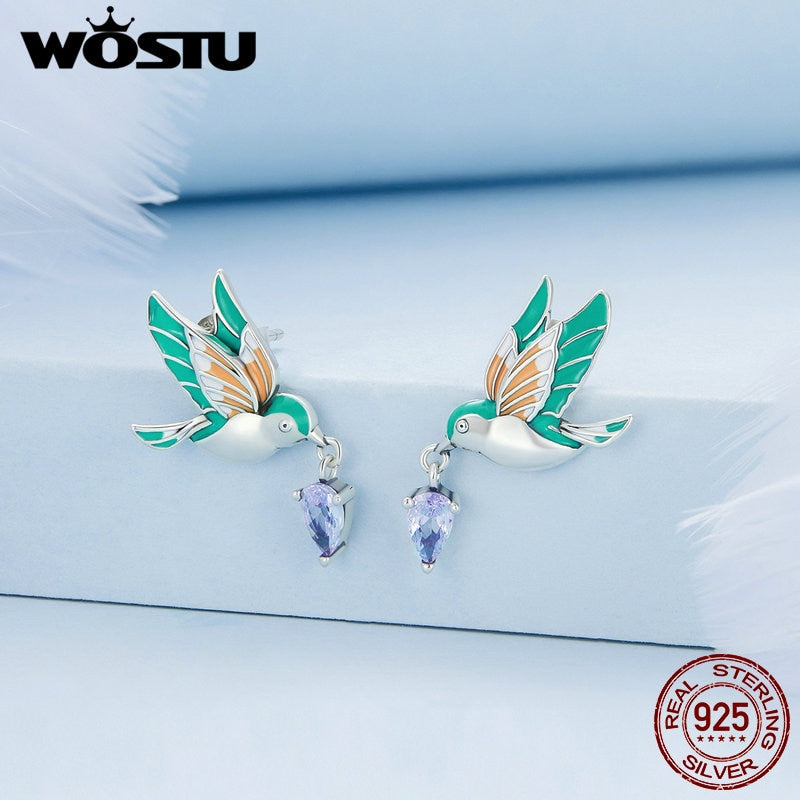 925 Sterling Silver Kingfisher Stud Earrings for Women