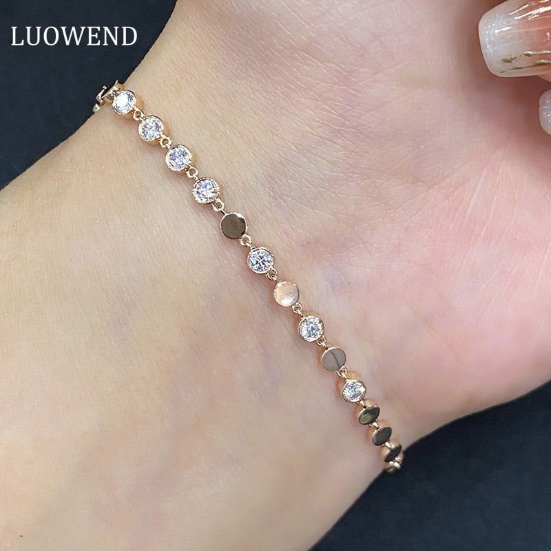18K White or Rose Gold Real Natural Diamond Bracelet for Women