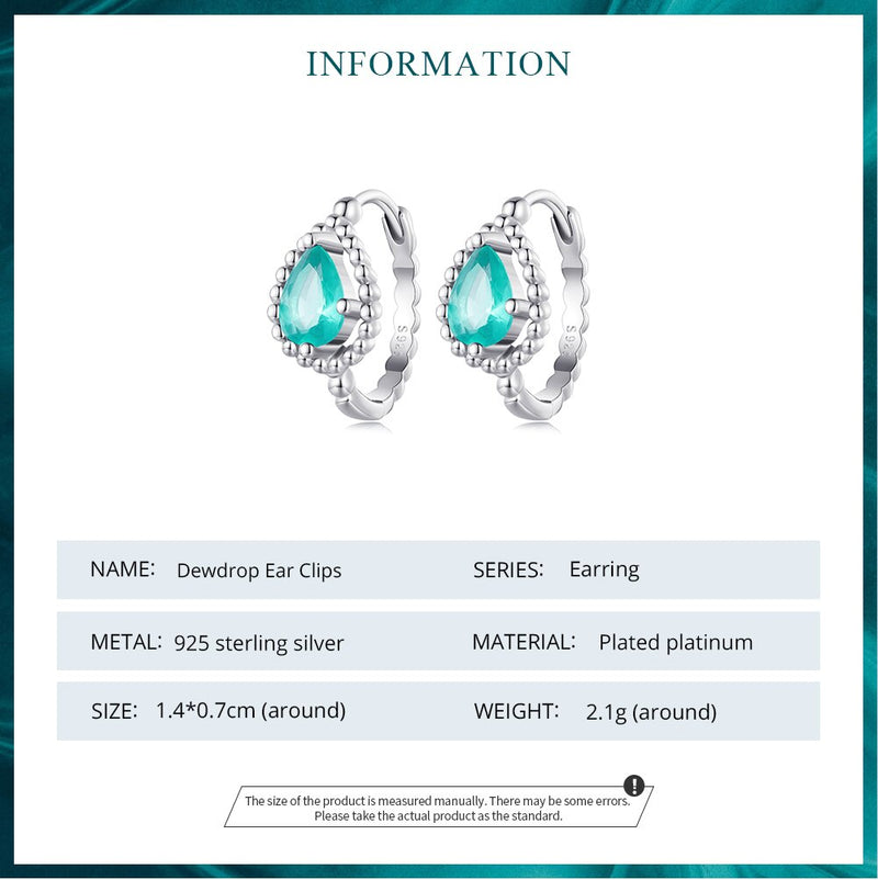 925 Sterling Silver Blue-green Dewdrop Earrings for Women