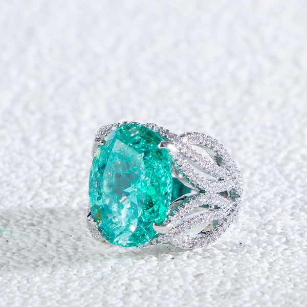 925 Sterling Silver Paraiba Tourmaline Ring for Women