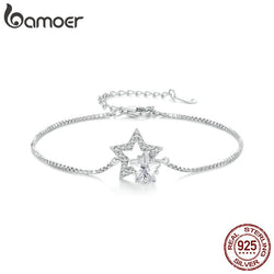 Sterling Silver Crystal Star Bracelet for Women