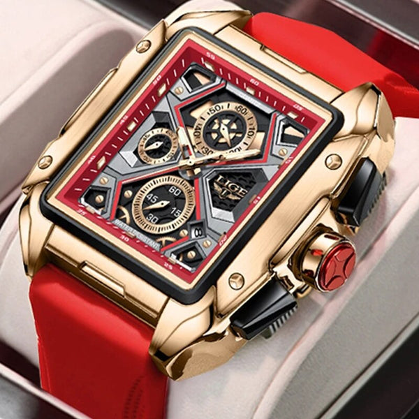 Stainless Steel Silicone Sports Chronograph Wristwatch for Men