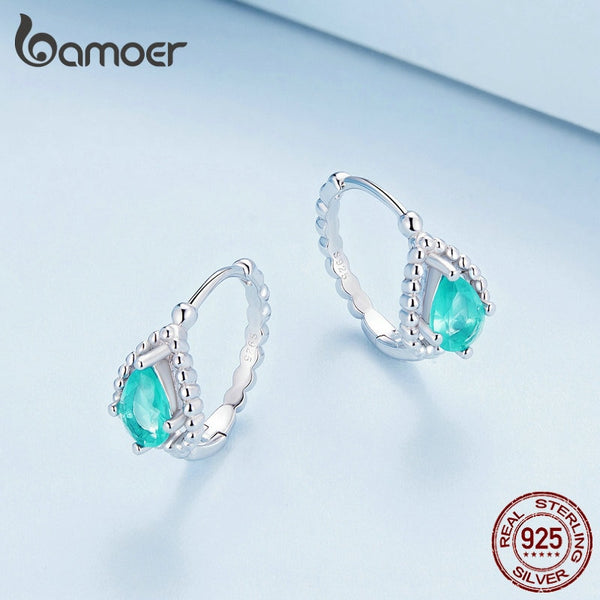 925 Sterling Silver Blue-green Dewdrop Earrings for Women