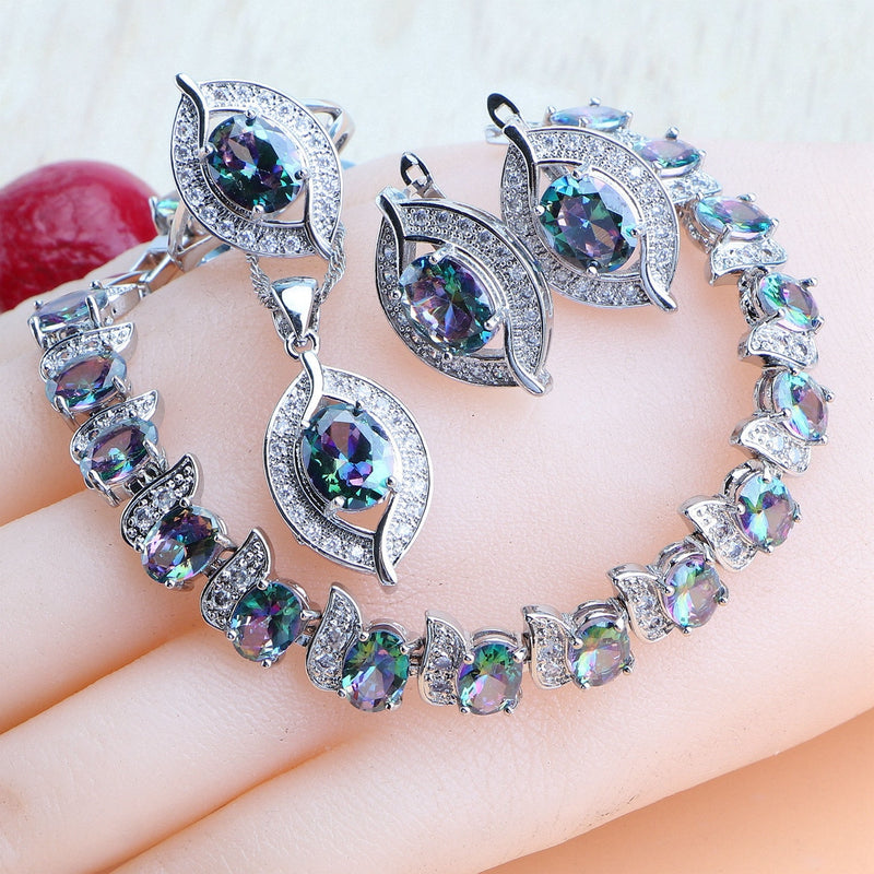 925 Sterling Silver Purple Zircon Jewelry Set for Women