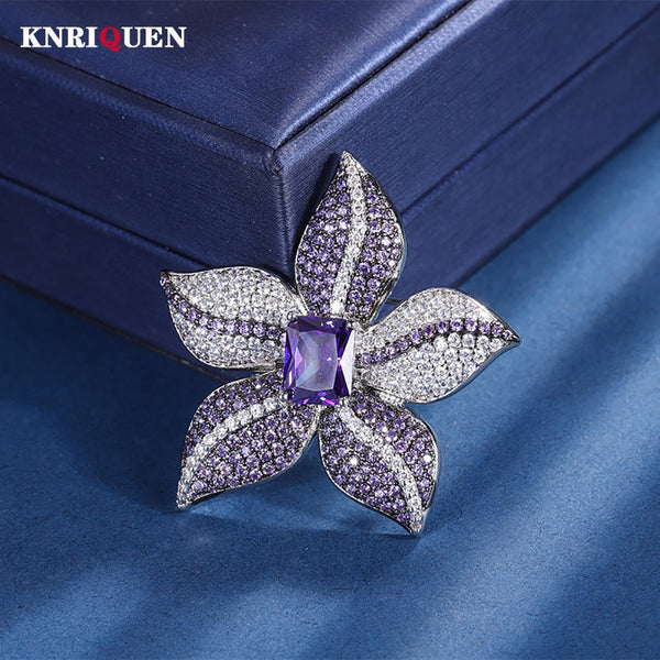 Sterling Silver Amethyst Brooch for Women