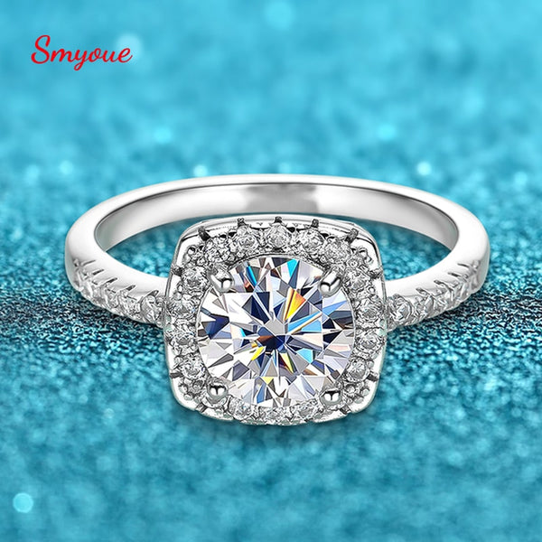 925 Silver 3ct D Color Moissanite Solitaire Engagement Ring for Women