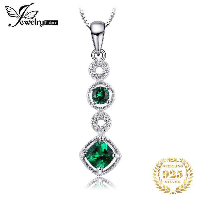 925 Sterling Silver Nano Emerald Pendant Necklace for Woman